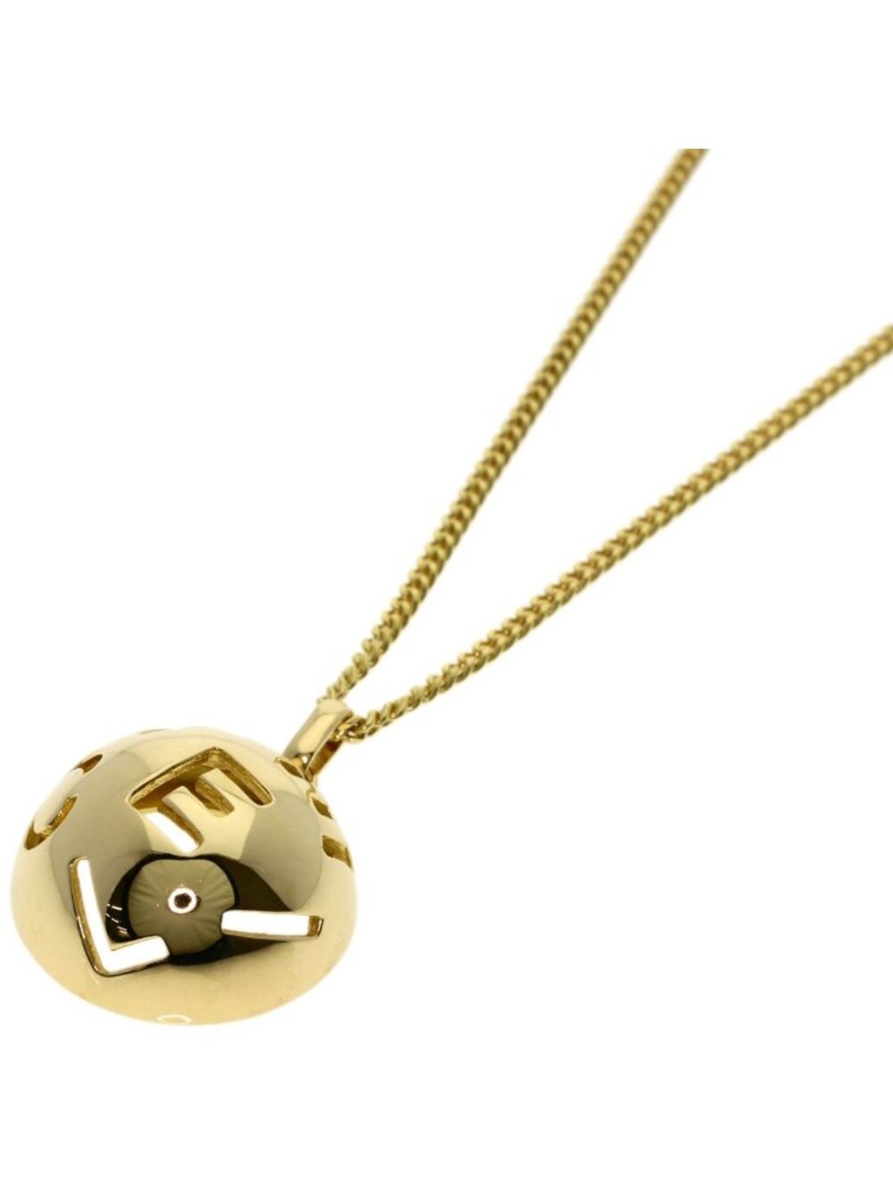 Celine Logo Circle Necklace 18k Yellow Gold